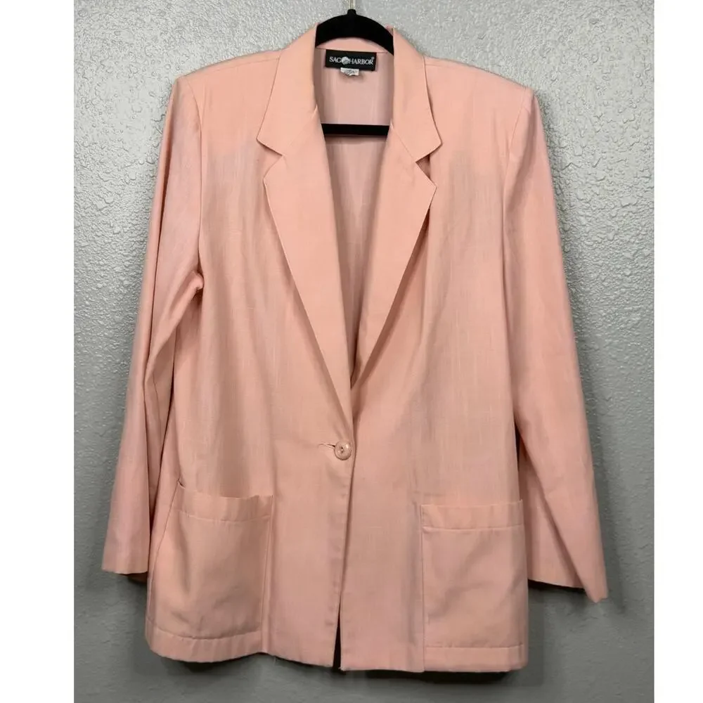 Sag Harbor Women’s Vintage Classic Look Pink Blazer / Size-12 - Picture 2 of 12